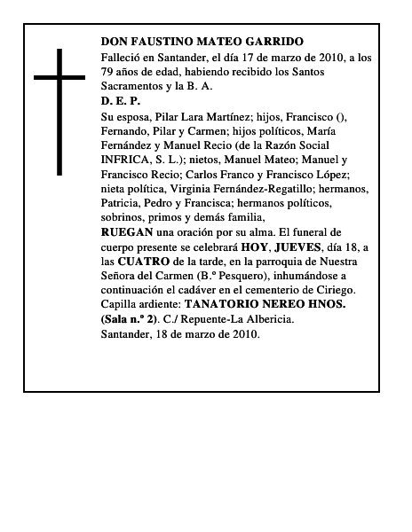 DON FAUSTINO MATEO GARRIDO