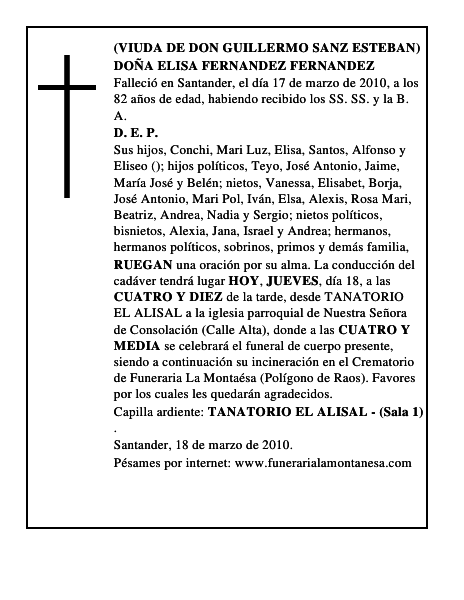 DOÑA ELISA FERNANDEZ FERNANDEZ