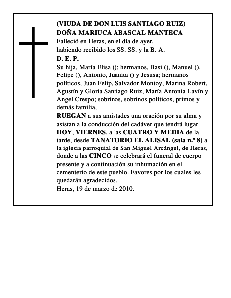 DOÑA MARIUCA ABASCAL MANTECA