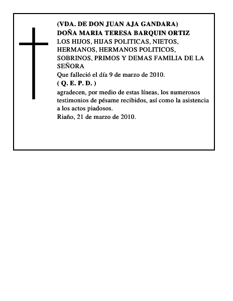 DOÑA MARIA TERESA BARQUIN ORTIZ