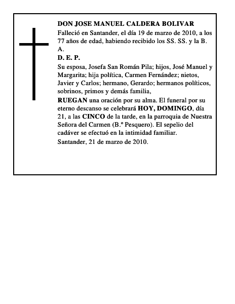 DON JOSE MANUEL CALDERA BOLIVAR