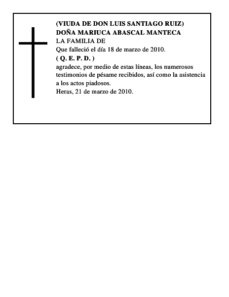 DOÑA MARIUCA ABASCAL MANTECA