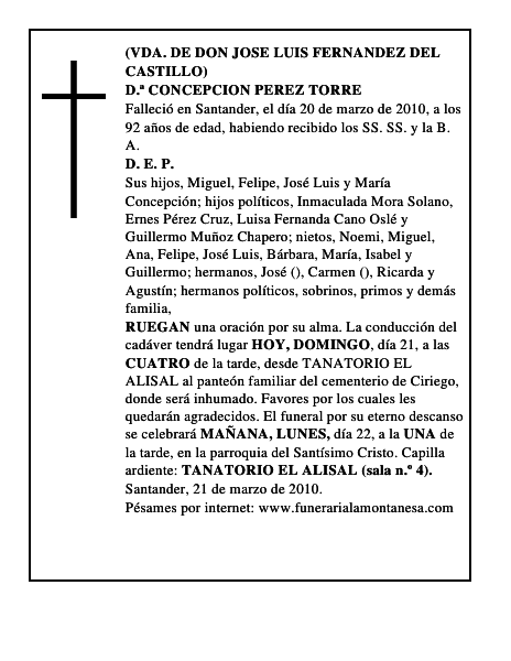 D.ª CONCEPCION PEREZ TORRE
