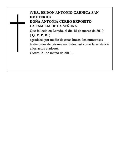 DOÑA ANTONIA CERRO EXPOSITO