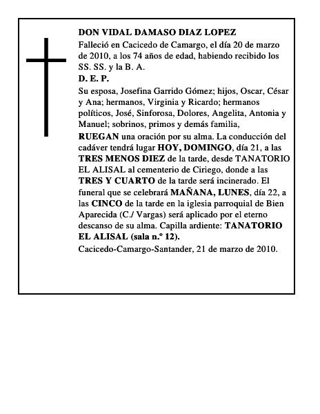 DON VIDAL DAMASO DIAZ LOPEZ
