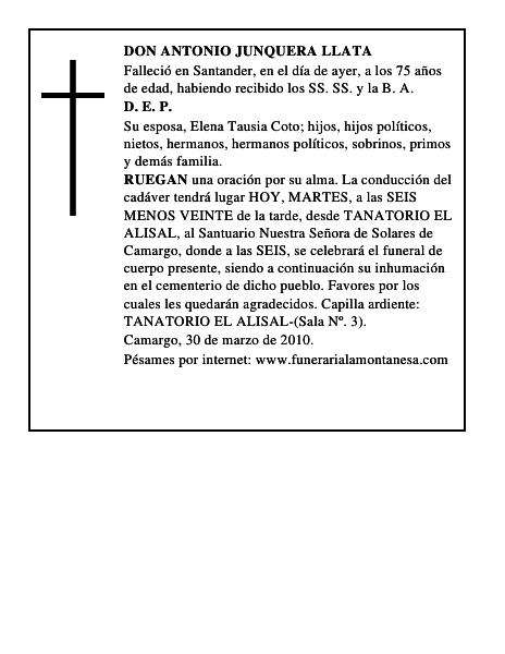 DON ANTONIO JUNQUERA LLATA