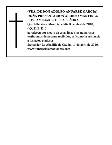 DOÑA PRESENTACION ALONSO MARTINEZ