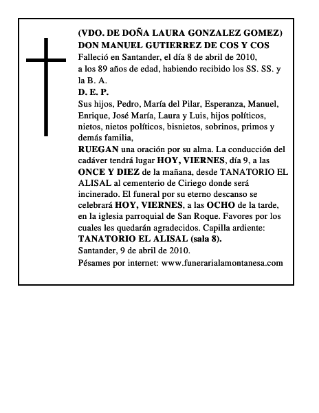 DON MANUEL GUTIERREZ DE COS Y COS