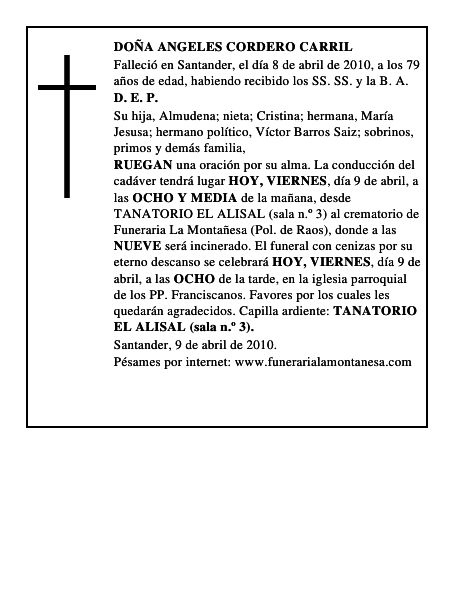 DOÑA ANGELES CORDERO CARRIL