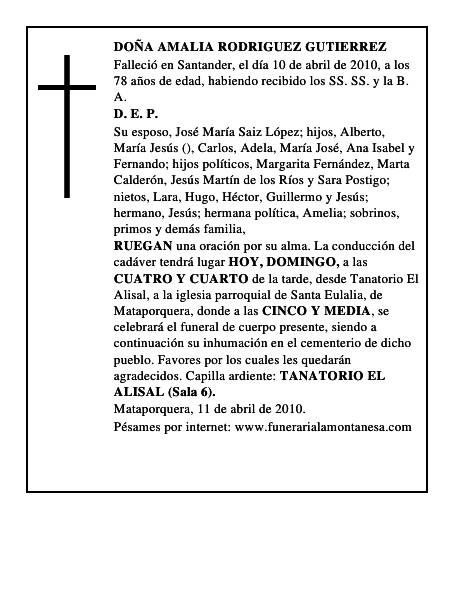 DOÑA AMALIA RODRIGUEZ GUTIERREZ