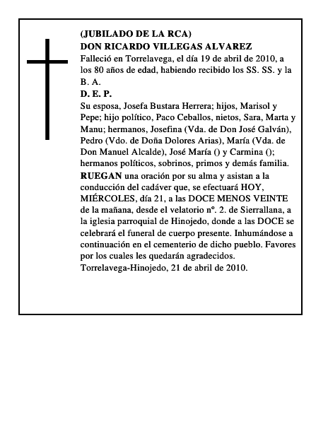 DON RICARDO VILLEGAS ALVAREZ