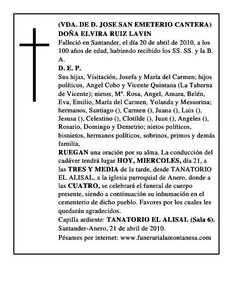 DOÑA ELVIRA RUIZ LAVIN