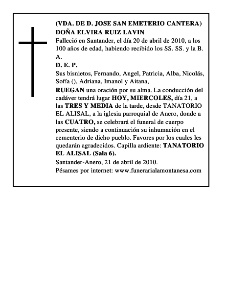 DOÑA ELVIRA RUIZ LAVIN
