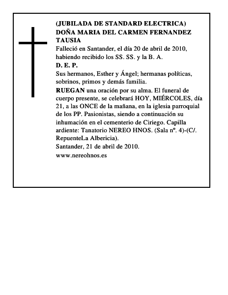 DOÑA MARIA DEL CARMEN FERNANDEZ TAUSIA