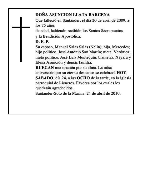 DOÑA ASUNCION LLATA BARCENA
