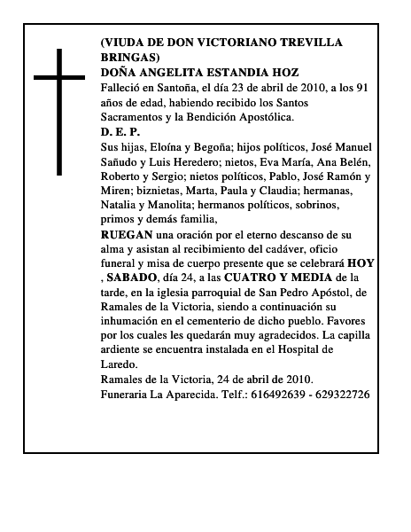 DOÑA ANGELITA ESTANDIA HOZ