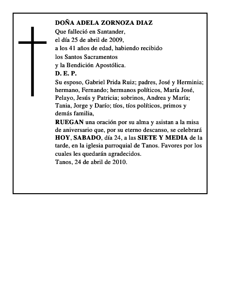 DOÑA ADELA ZORNOZA DIAZ