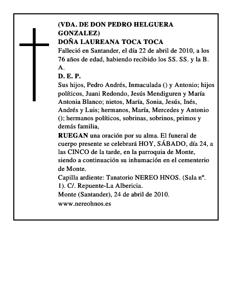 DOÑA LAUREANA TOCA TOCA