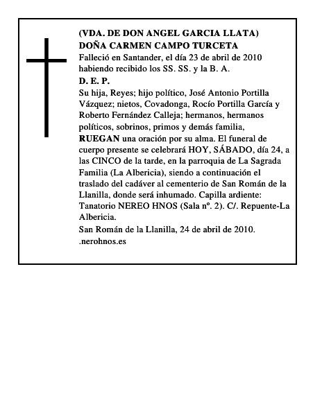 DOÑA CARMEN CAMPO TURCETA