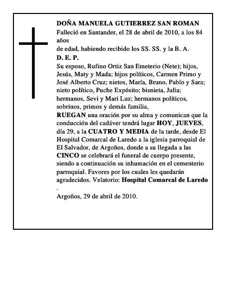 DOÑA MANUELA GUTIERREZ SAN ROMAN