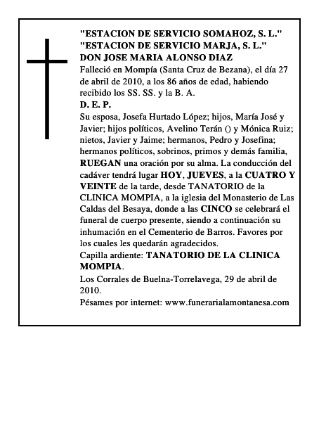 DON JOSE MARIA ALONSO DIAZ