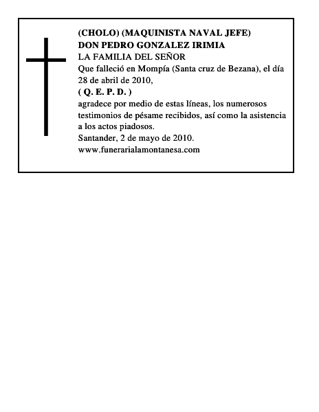 DON PEDRO GONZALEZ IRIMIA