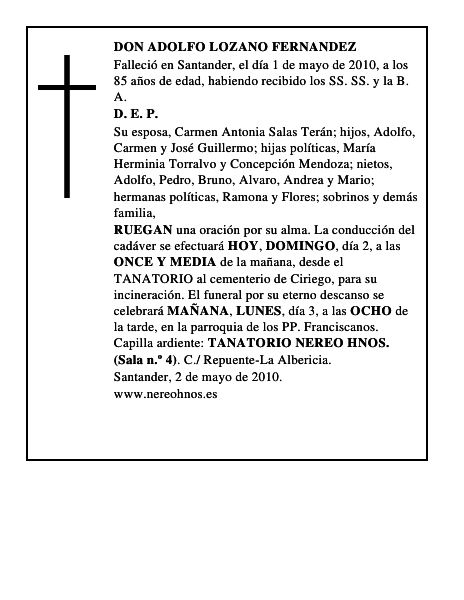 DON ADOLFO LOZANO FERNANDEZ