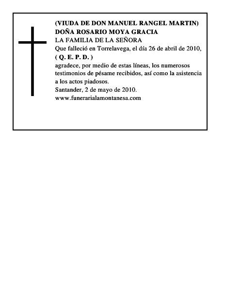 DOÑA ROSARIO MOYA GRACIA
