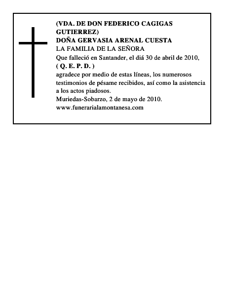 DOÑA GERVASIA ARENAL CUESTA