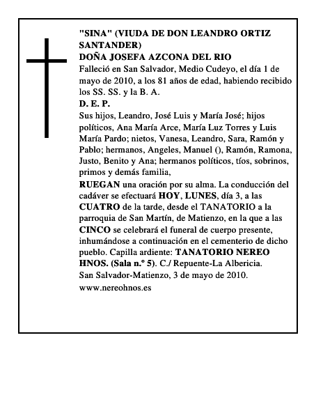DOÑA JOSEFA AZCONA DEL RIO