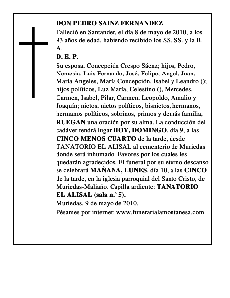 DON PEDRO SAINZ FERNANDEZ