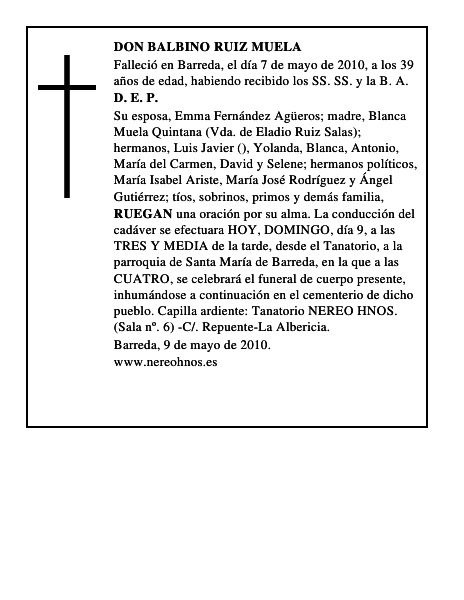 DON BALBINO RUIZ MUELA