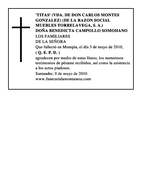 DOÑA BENEDICTA CAMPOLLO SOMOHANO