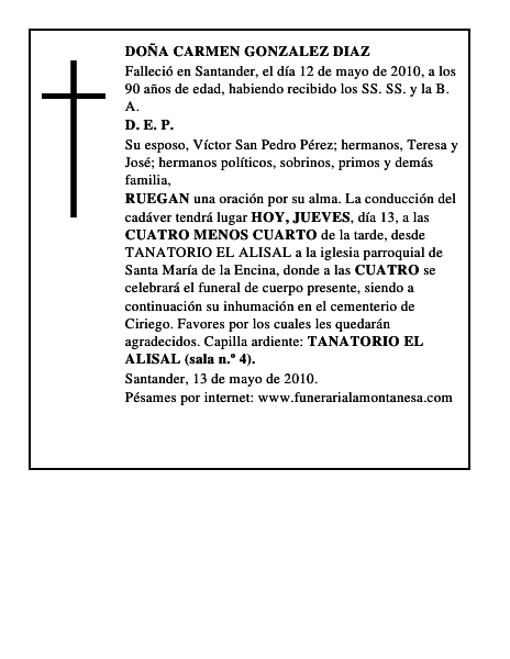 DOÑA CARMEN GONZALEZ DIAZ