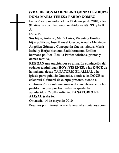 DOÑA MARIA TERESA PARDO GOMEZ