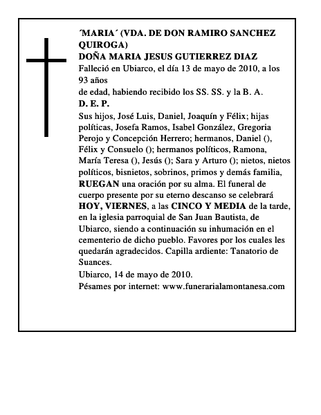 DOÑA MARIA JESUS GUTIERREZ DIAZ