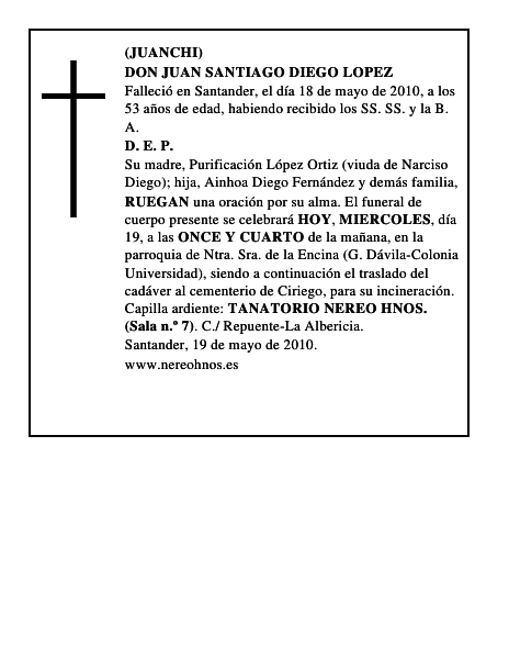 DON JUAN SANTIAGO DIEGO LOPEZ