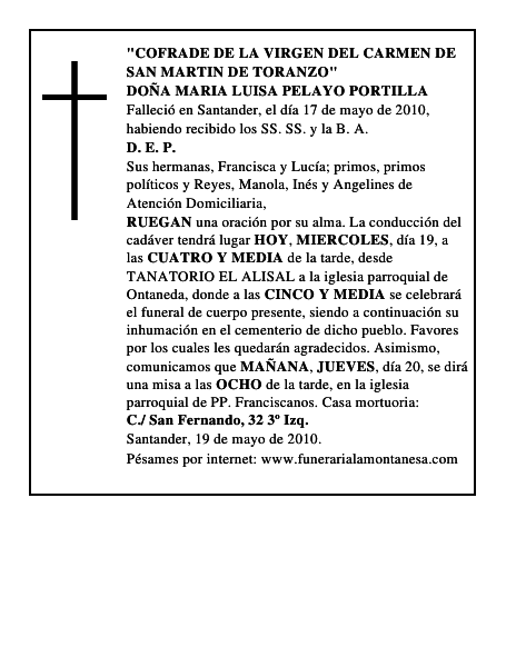 DOÑA MARIA LUISA PELAYO PORTILLA