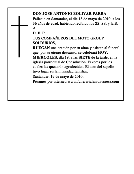 DON JOSE ANTONIO BOLIVAR PARRA