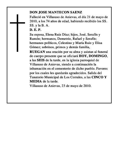 DON JOSE MANTECON SAENZ