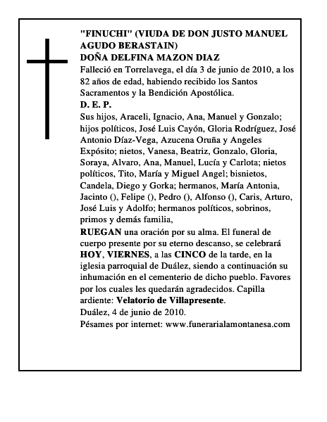 DOÑA DELFINA MAZON DIAZ