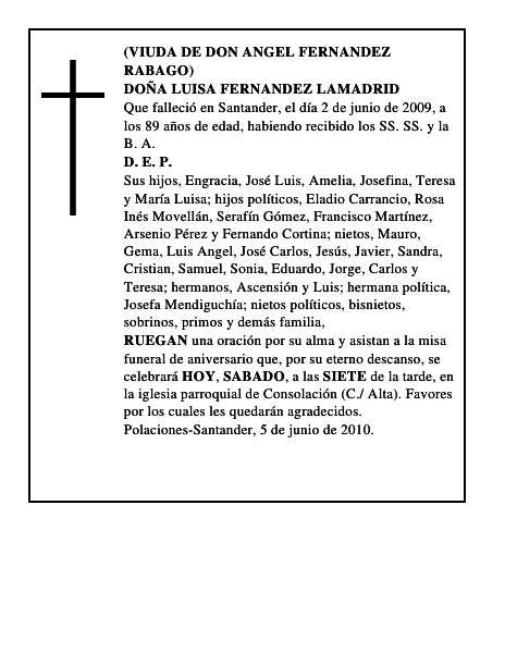 DOÑA LUISA FERNANDEZ LAMADRID