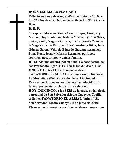 DOÑA EMILIA LOPEZ CANO