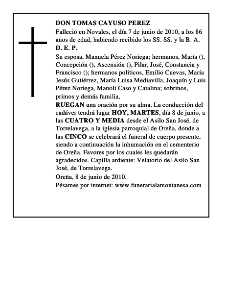 DON TOMAS CAYUSO PEREZ