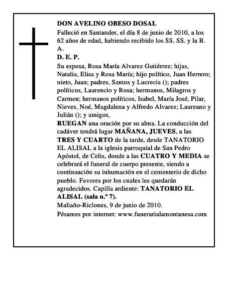 DON AVELINO OBESO DOSAL