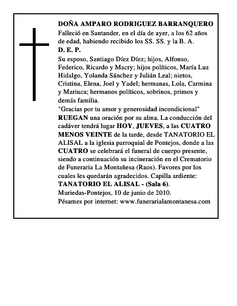 DOÑA AMPARO RODRIGUEZ BARRANQUERO
