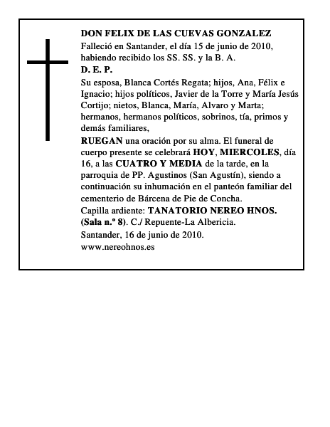 DON FELIX DE LAS CUEVAS GONZALEZ