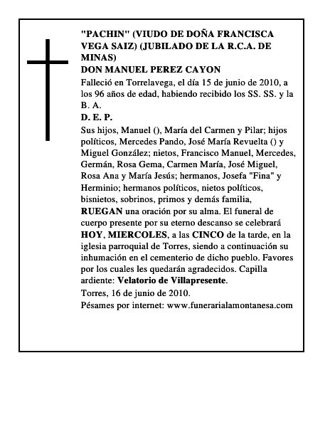DON MANUEL PEREZ CAYON