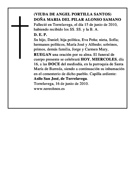 DOÑA MARIA DEL PILAR ALONSO SAMANO