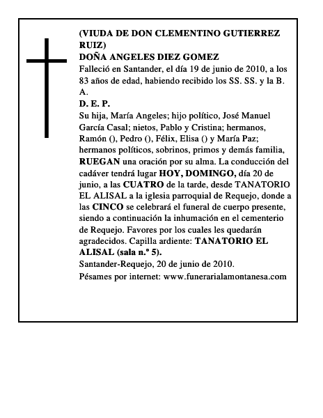 DOÑA ANGELES DIEZ GOMEZ